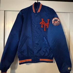 Starter Blue and Orange Men's Varsity Jacket